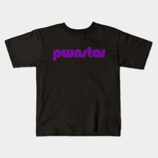 pwnstar® triline retro 70s throwback inspired simple & elegant design logo Kids T-Shirt